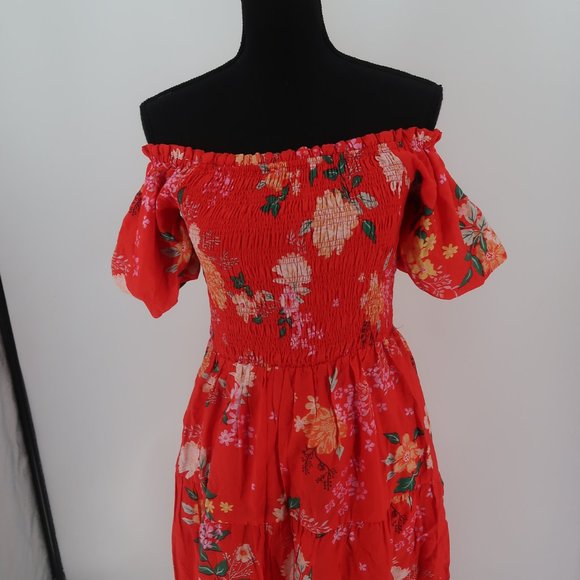 Skies are Blue Women's Fleur Print Off Shoulder Midi Dress Size Small NWT - Picture 9 of 16